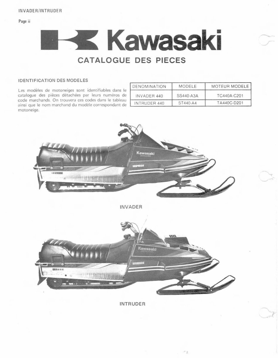 1981 KAWASAKI INVADER INTRUDER 440 SNOWMOBILE Repair Manual preview img 2
