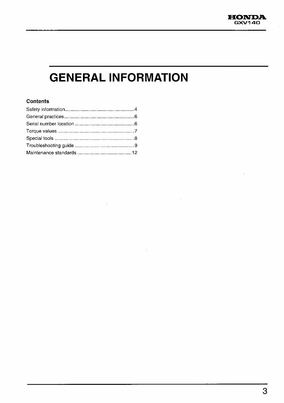 Honda GXV140 Vertical Shaft Engine Repair Manual preview img 3
