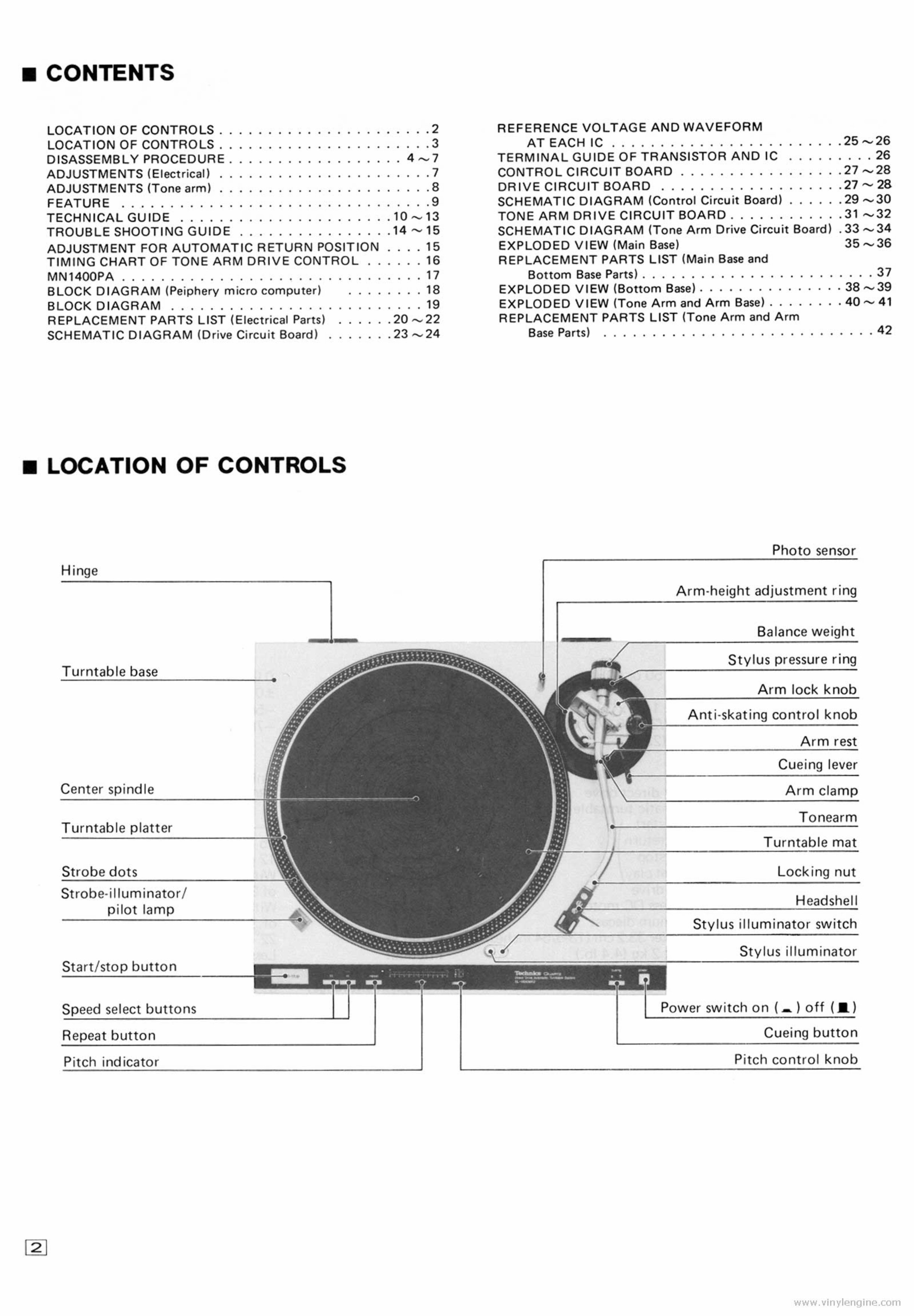 Technics SL-1600 mk2 Turntable , Service Manual & Supplement preview img 2