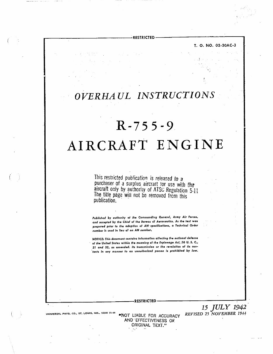 jacobs aircraft engine overhaul manual R-755-9 preview img 1