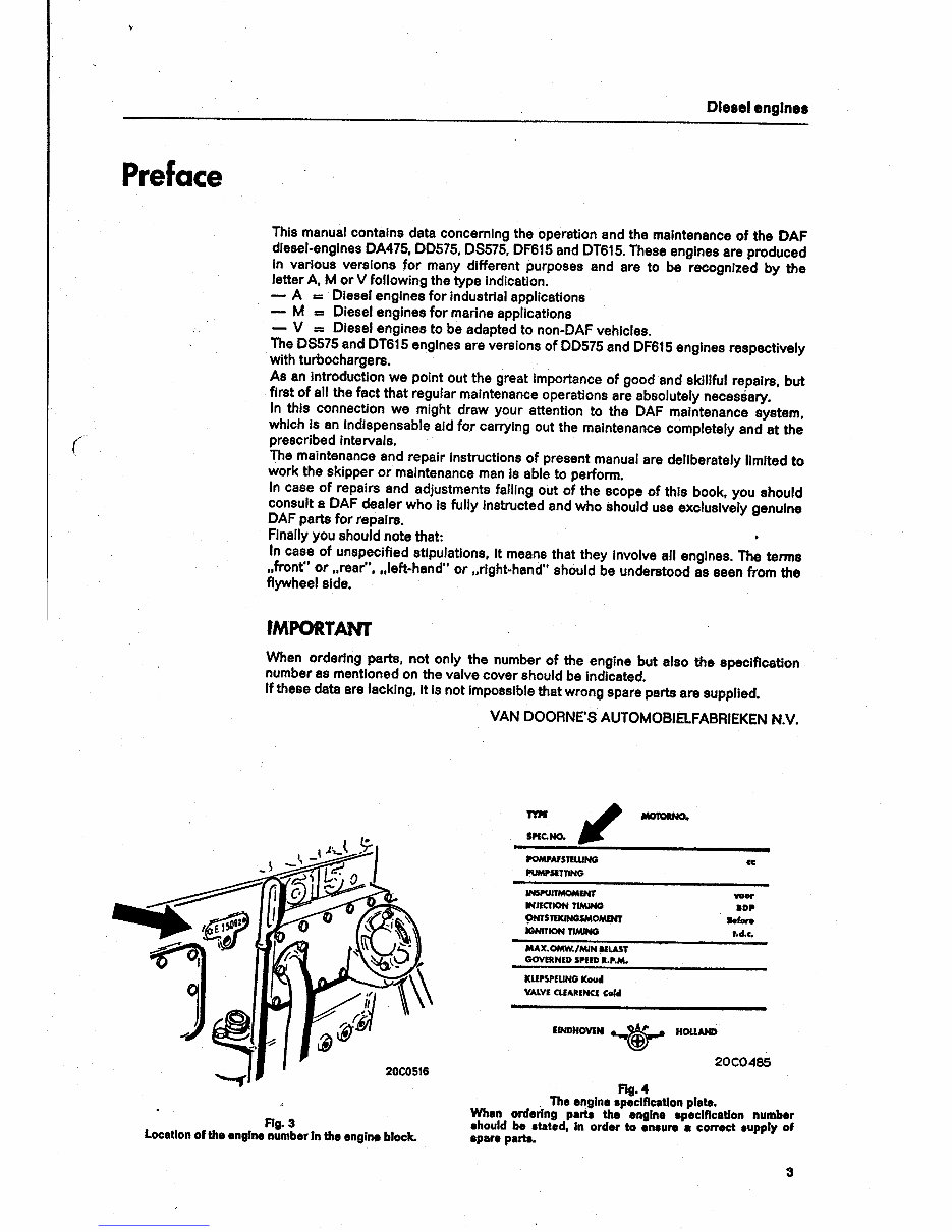DAF Diesel Engine 575, 615 Series Operators Manual preview img 3