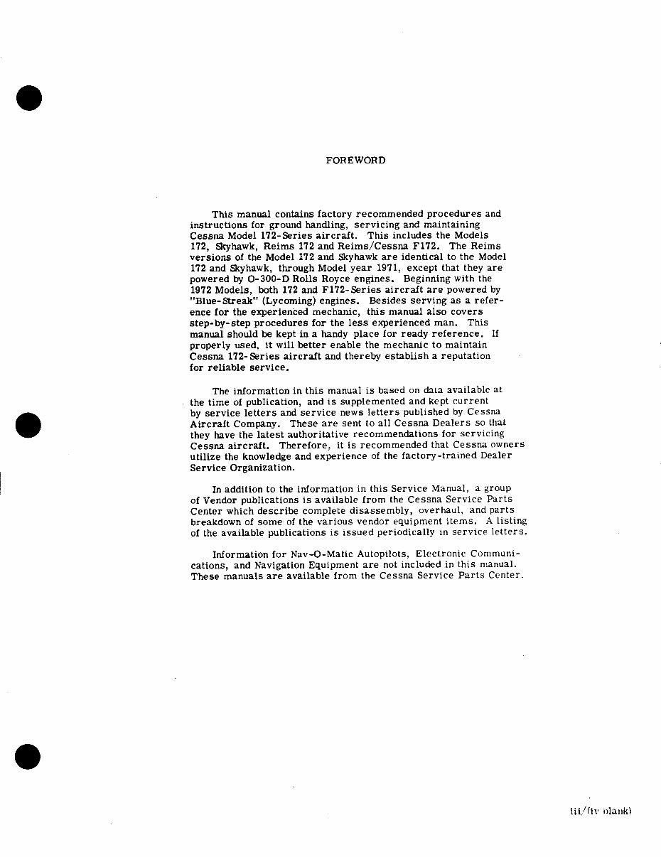 CESSNA 172 SKYHAWK Series Workshop Manual 1969-1976 preview img 6