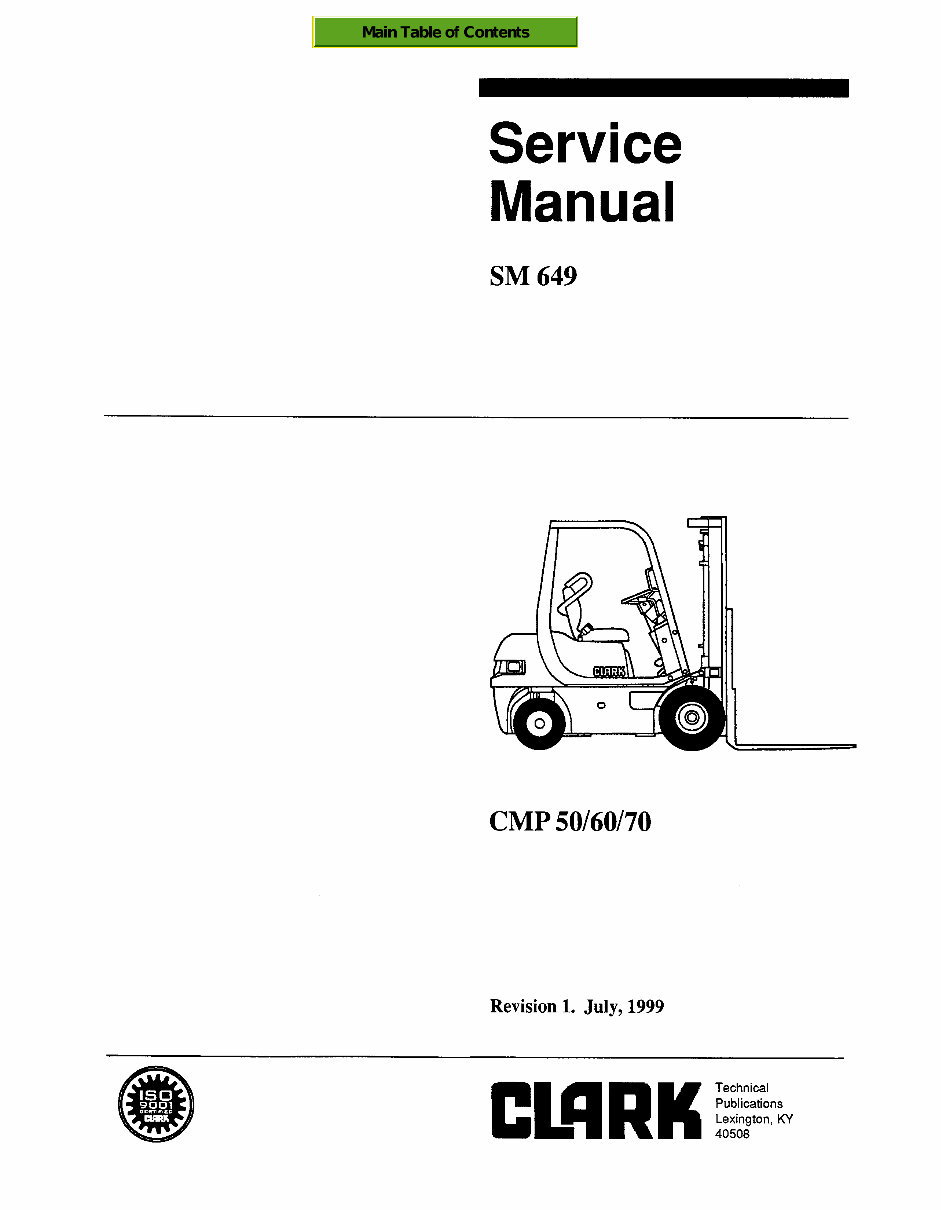 CLARK CMP 50, CMP 60, CMP 70 Forklift Service Repair Manual preview img 1