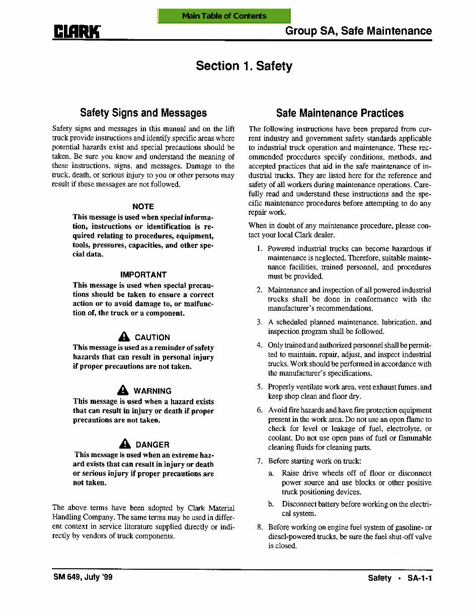 CLARK CMP 50, CMP 60, CMP 70 Forklift Service Repair Manual preview img 5