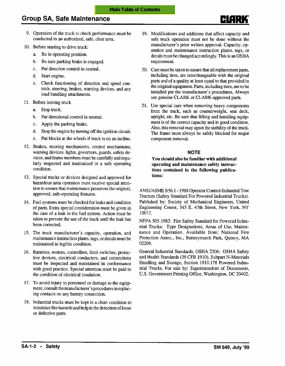 CLARK CMP 50, CMP 60, CMP 70 Forklift Service Repair Manual preview img 6