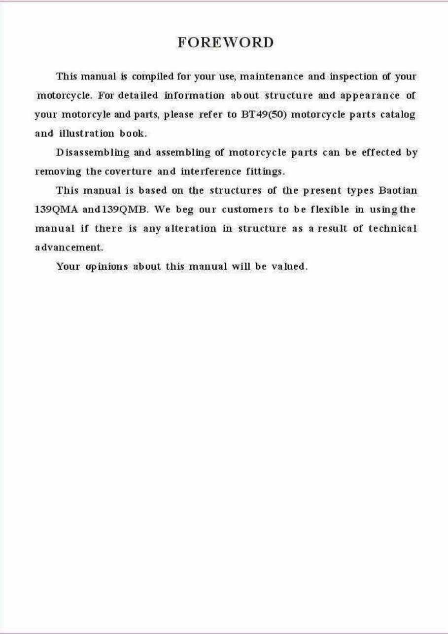 BAOTIAN 139QMA 139QMB Scooter Engine Service Repair Manual preview img 2