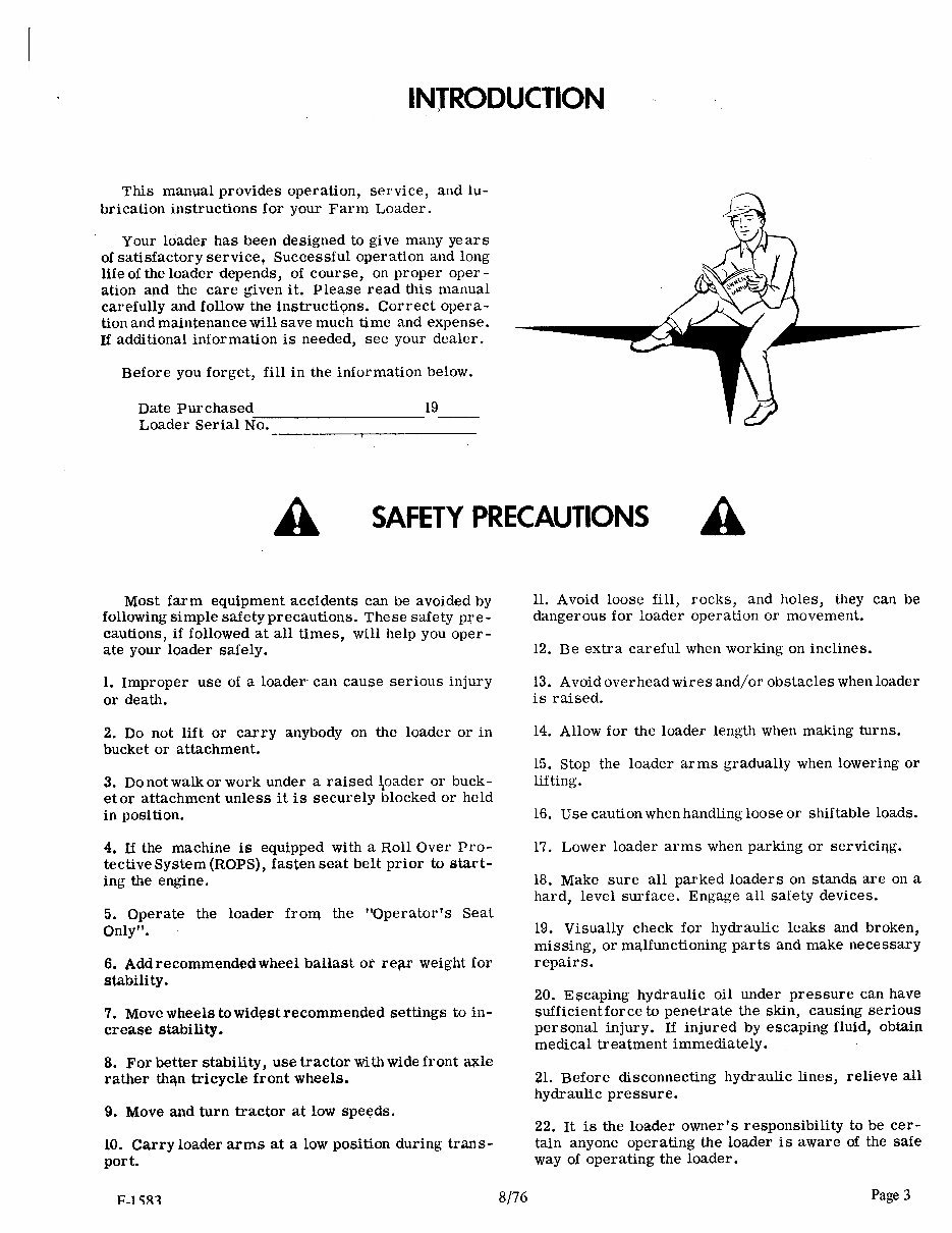 Kubota Tractors 1200 Front Loader Owners Manual preview img 3