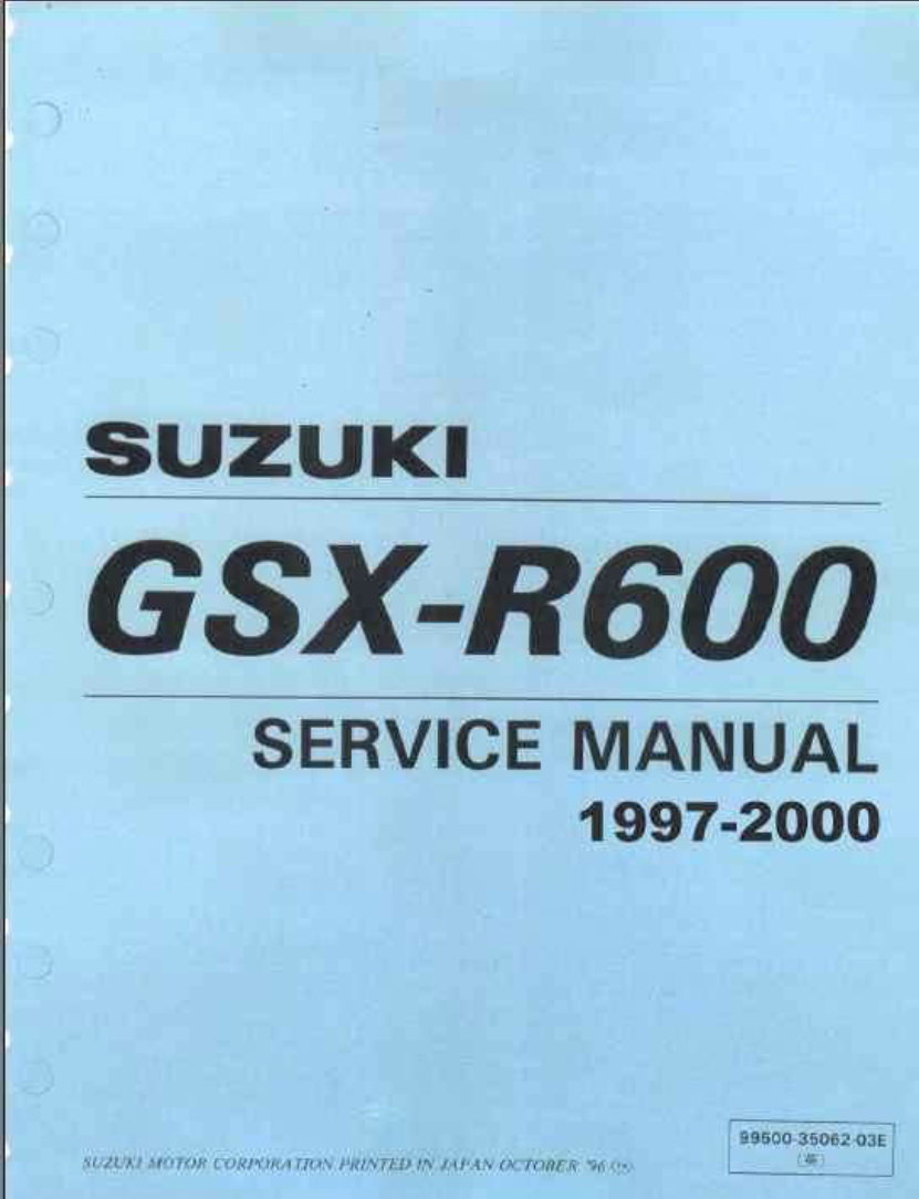 1997-2000 Suzuki GSXR 600 GSXR600 GSX-R600V GSX-R600W GSX-R600X Service & Repair Manual preview img 1