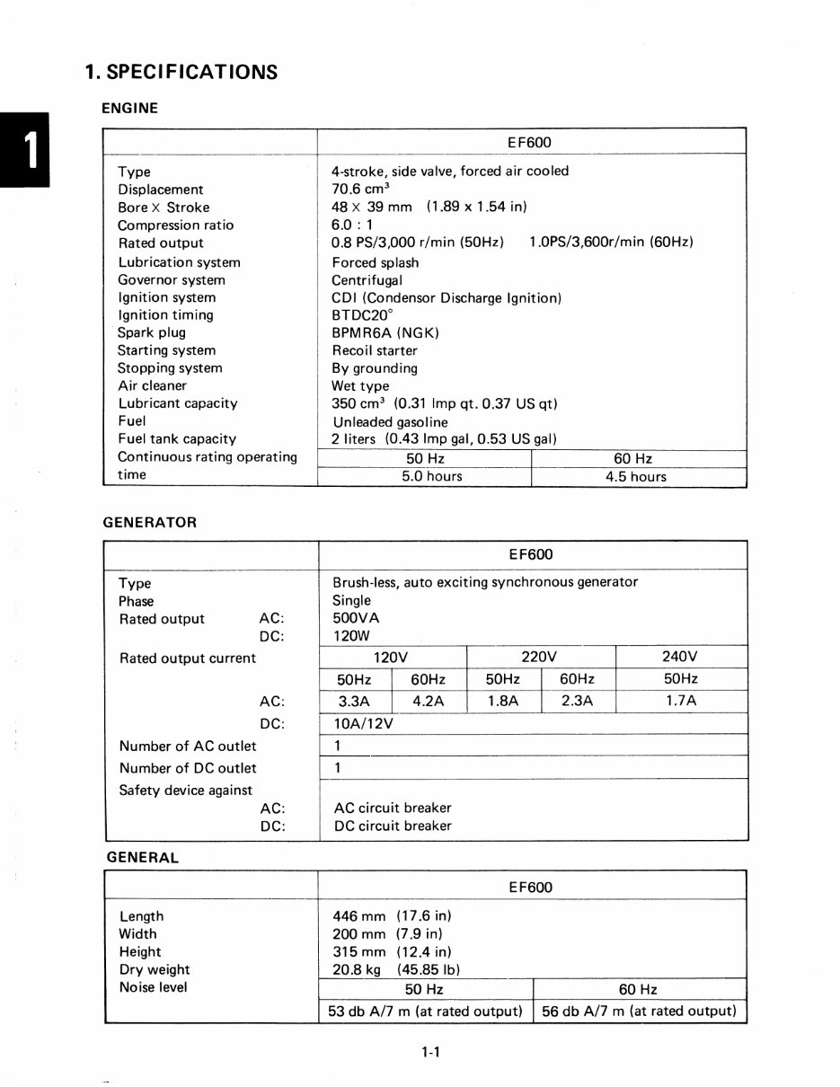 Yamaha EF600 Generator Service Manual preview img 5