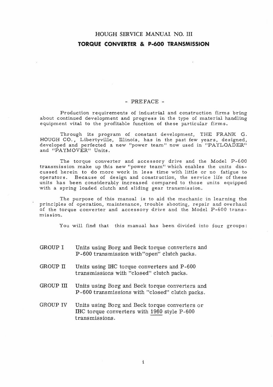 Hough P600 Transmission Service & Repair Manual preview img 5