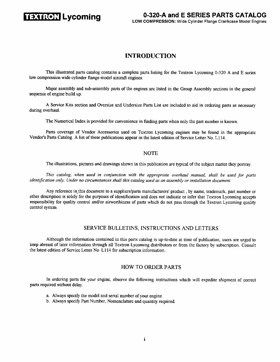 LYCOMING O-320, IO-320, LIO-320 Series Aircraft Engine Parts Catalog Manual PC-103 * preview img 2