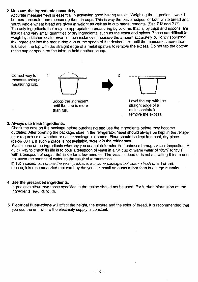 Panasonic Bread Bakery Parts Model SD BT51P Instruction Manual Two Recipes US CAN Version SDBT51P preview img 10