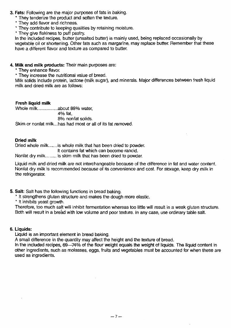 Panasonic Bread Bakery Parts Model SD BT51P Instruction Manual Two Recipes US CAN Version SDBT51P preview img 7
