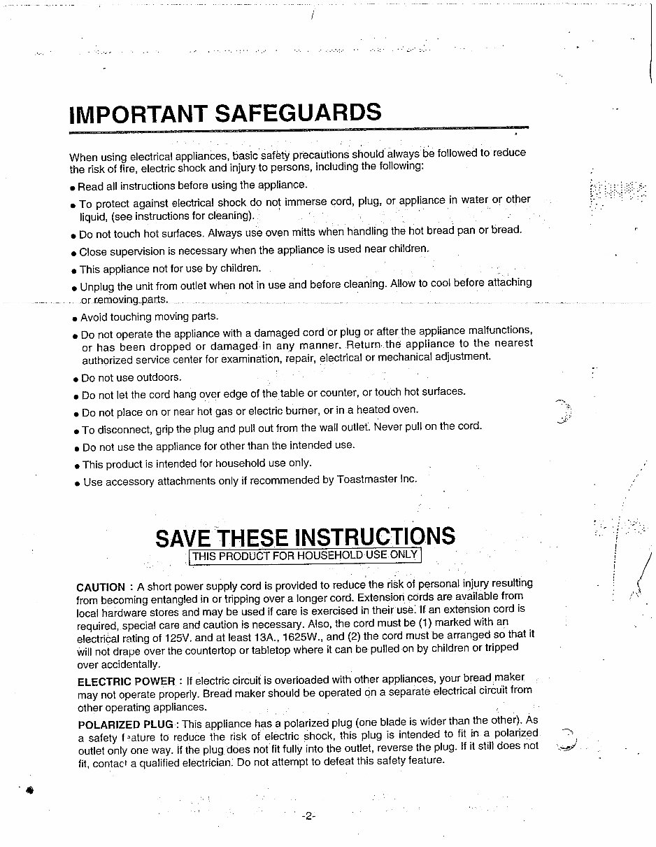 Toastmaster Platinum Bread Butter Maker Parts model 1199S instruction manual recipes preview img 1