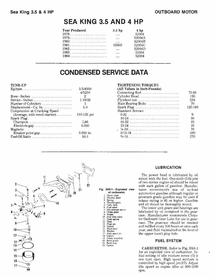 1970-1984 Sea King 3.5HP to 55 HP Outboard Service & Repair Manual preview img 1
