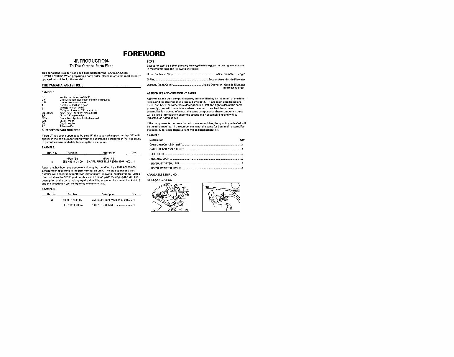 Yamaha 2001 SX225TRZ,LX225TRZ,SX250TRZ,LX250 Parts Catalogue preview img 2
