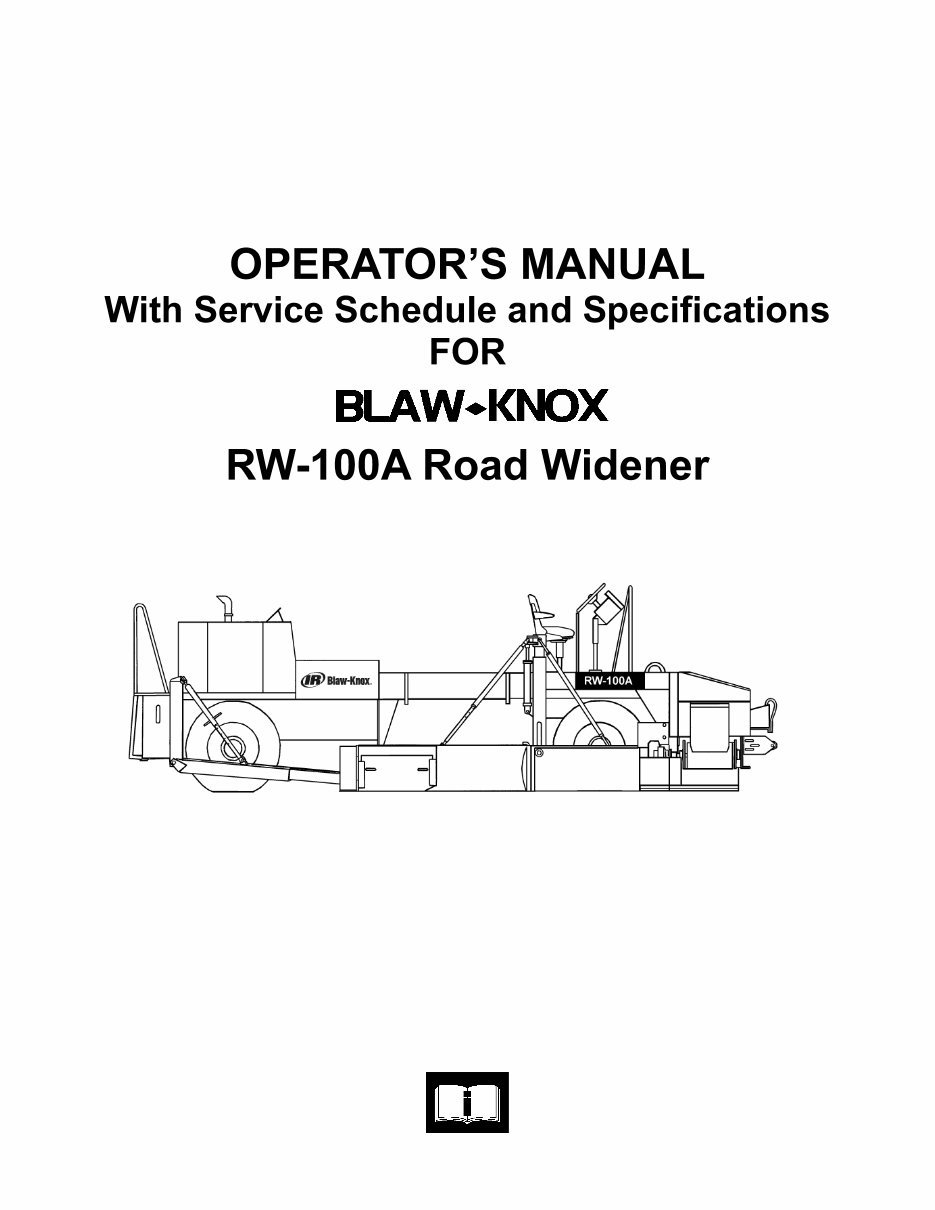 VOLVO RW100A ROAD WIDENER Service and Repair Manual | eManualOnline