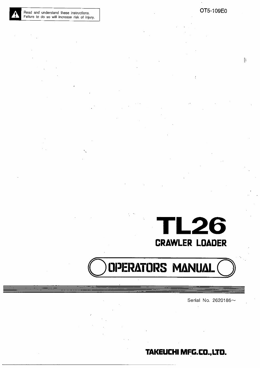 Takeuchi TL26 operators manual preview img 1