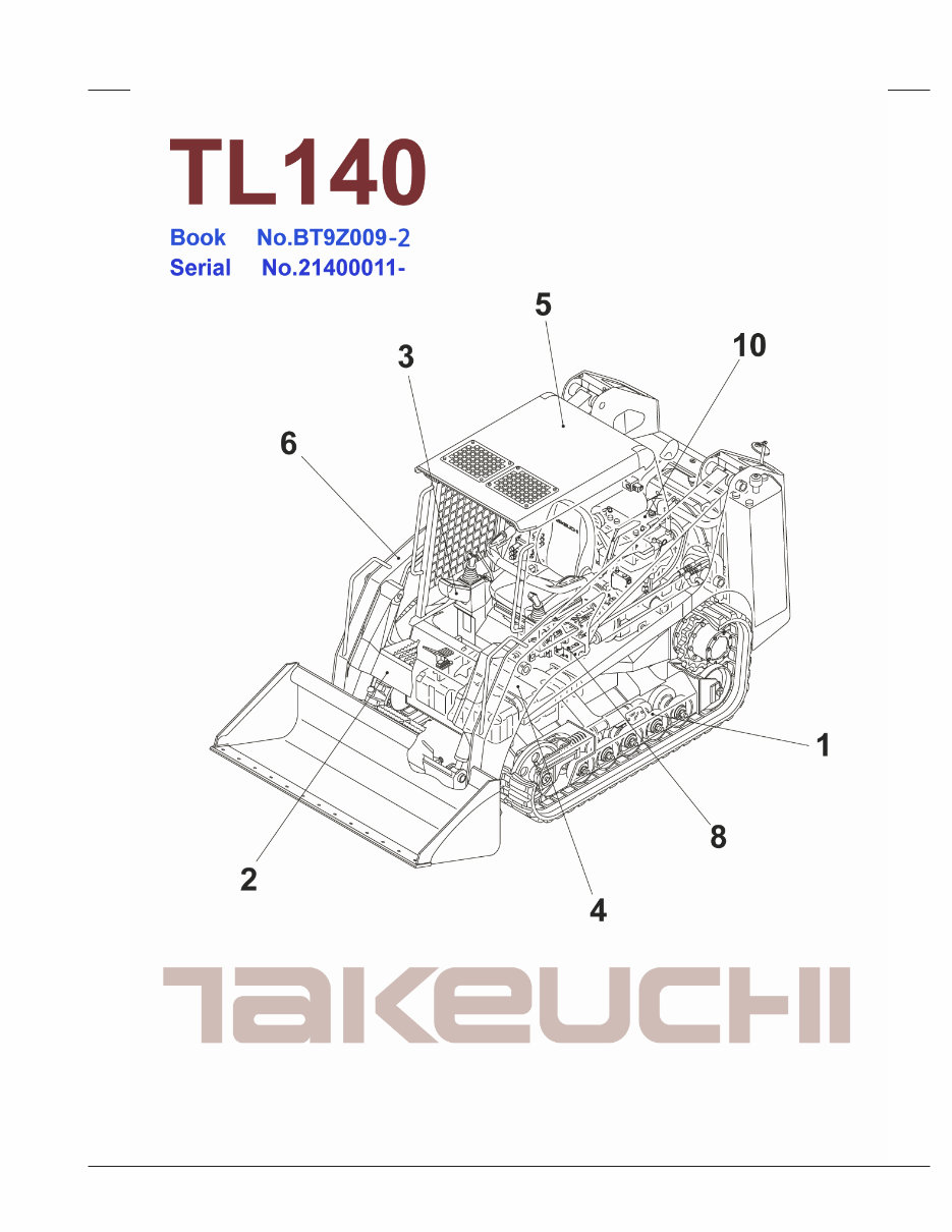 TAKEUCHI TL140 TRACK Loader Parts Manual Catalog EPC preview img 1