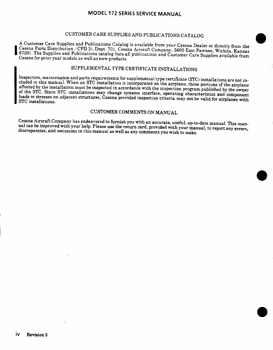 Cessna 172 service maintenance manual 1977 Thru 1986