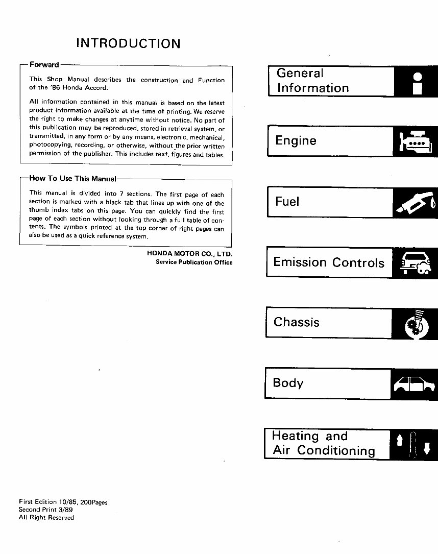 1986-1991 Honda Accord Service & Repair Manual preview img 1