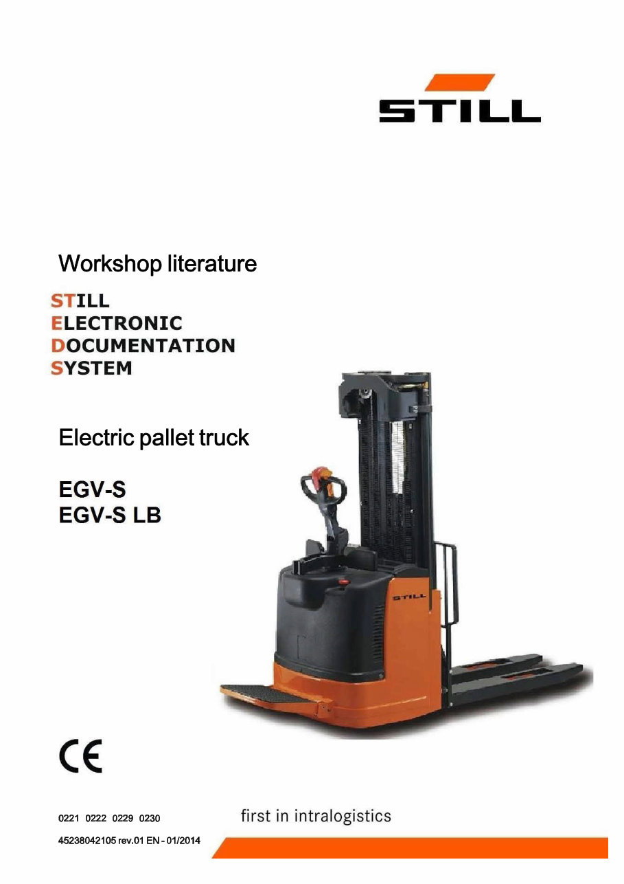 Still EGV-S (0220 ,0222) & EGV-S LB(0229,0230) Electric Pallet Truck Forklift Service Repair Workshop Manual preview img 1