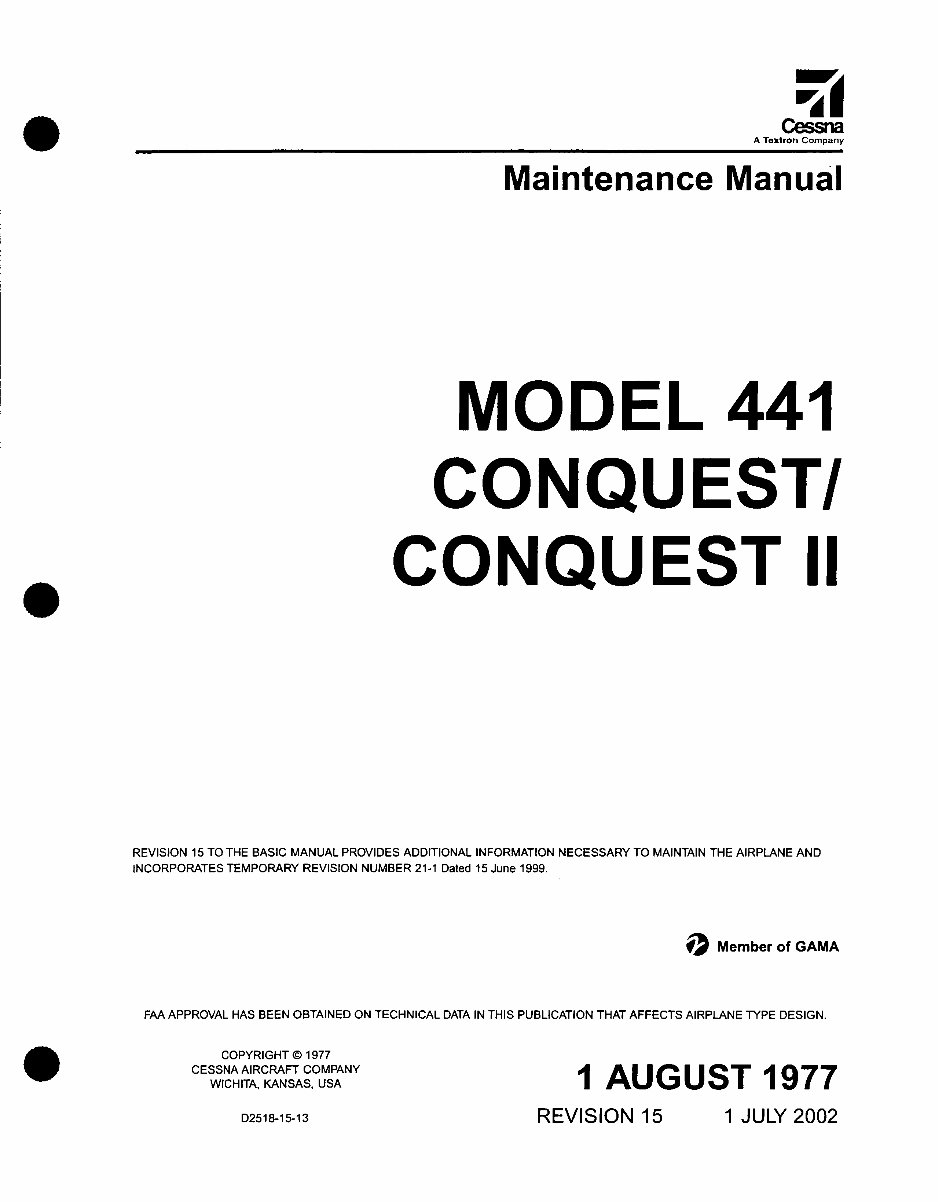 Cessna 441 Maintenance manual D2518-15-13 mm preview img 2