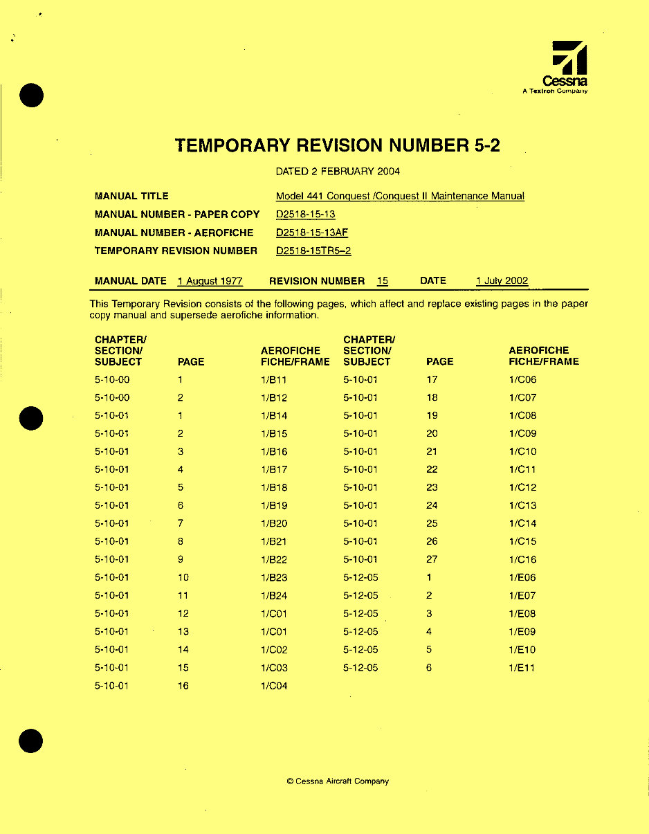 Cessna 441 Maintenance manual D2518-15-13 mm preview img 3