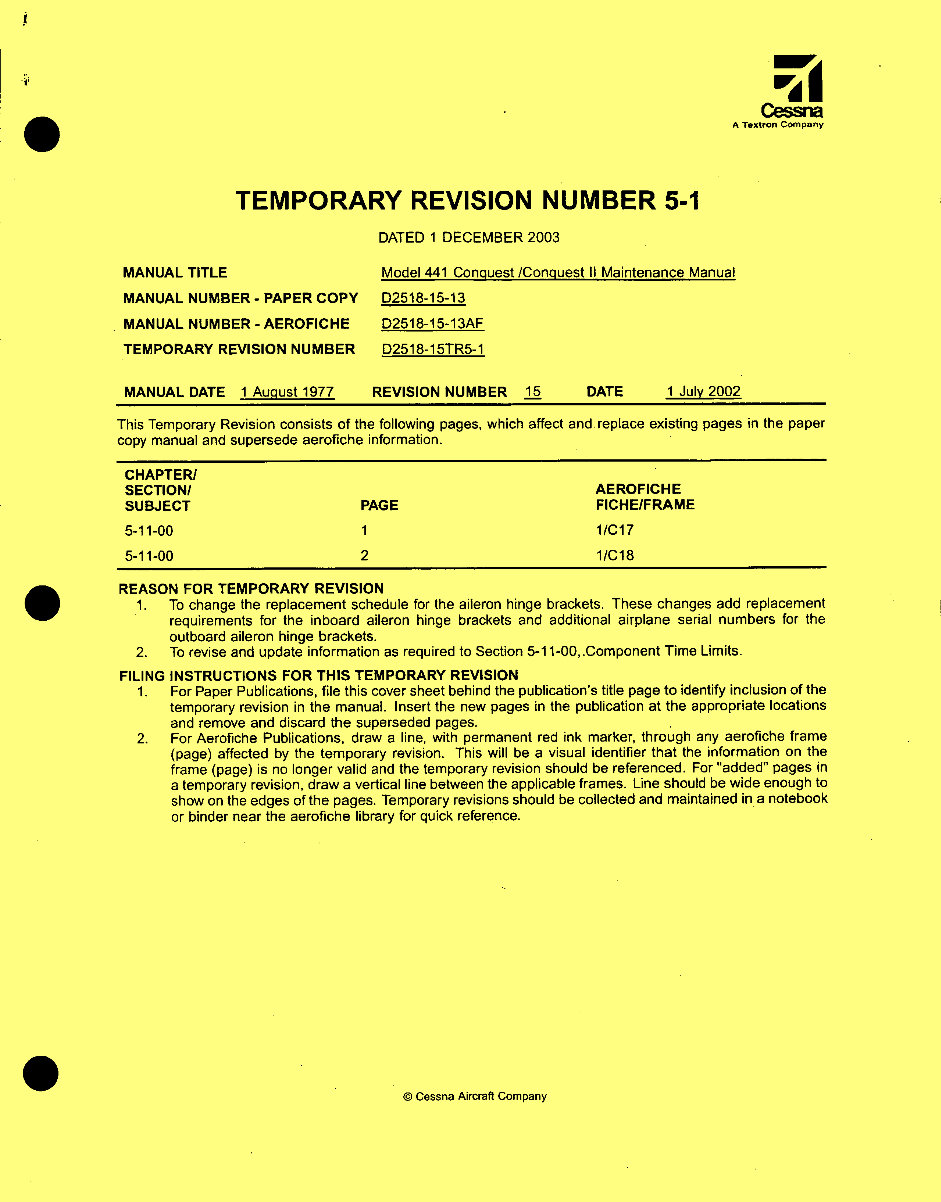 Cessna 441 Maintenance manual D2518-15-13 mm preview img 5