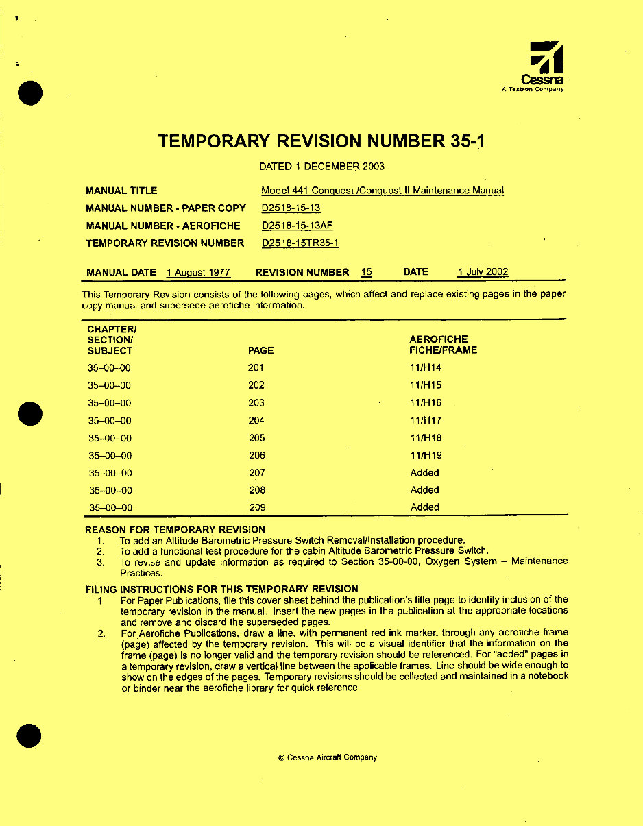 Cessna 441 Maintenance manual D2518-15-13 mm preview img 6