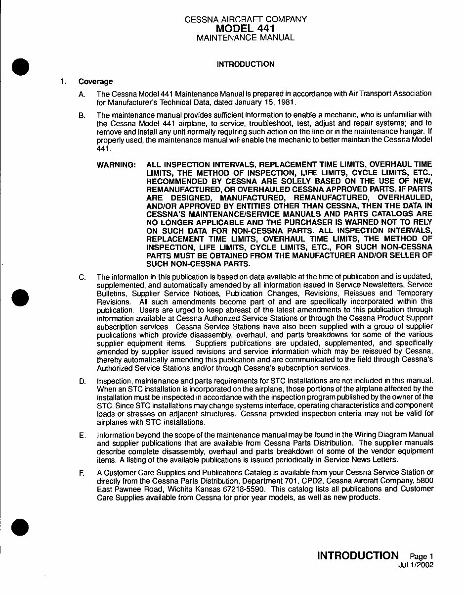Cessna 441 Maintenance manual D2518-15-13 mm preview img 9