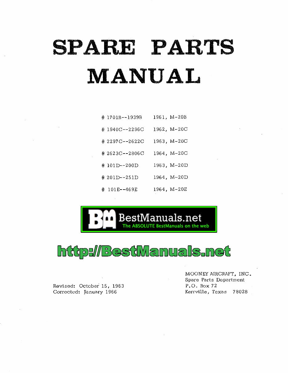 Mooney M20 B C D E IPC parts manual 1961 - 1964 preview img 1