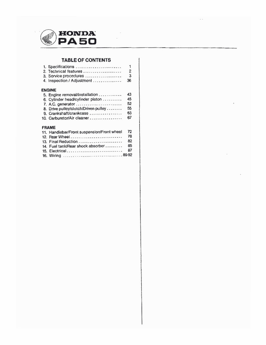 1976-1991 Honda PA50 Hobbit Camino Moped Service & Repair Manual preview img 3