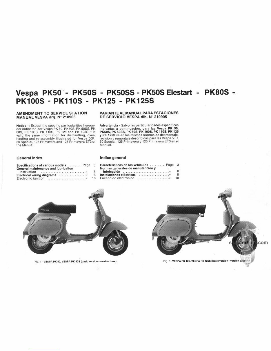 Piaggio Vespa PKP50S 80S 100S 110S 125 125S Workshop Manual preview img 2