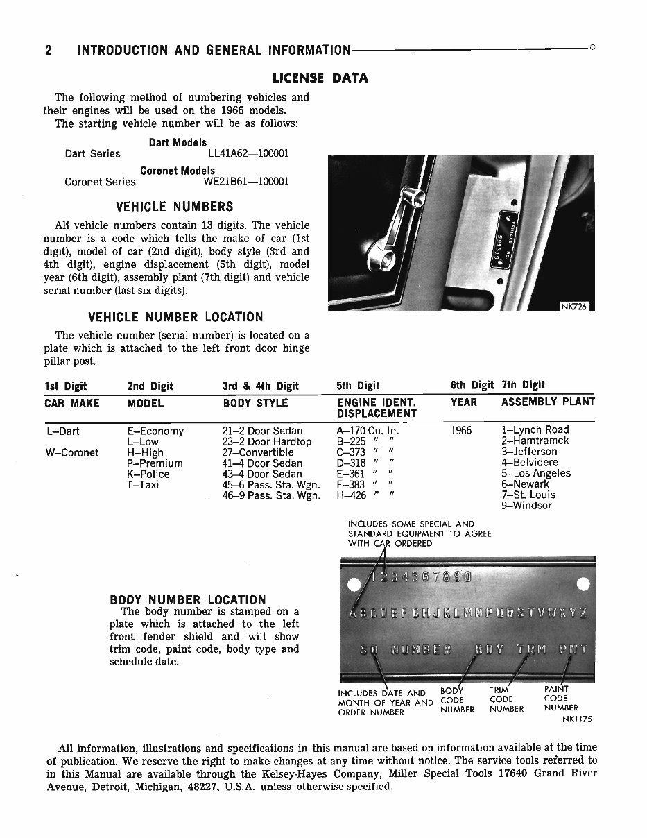 1966- Dodge Dart Coronet Service & Repair Manual preview img 3