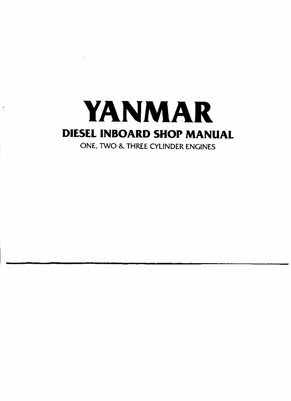 YANMAR 1, 2 & 3 CYLINDER Marine Diesel Engine Repair Manual preview img 1