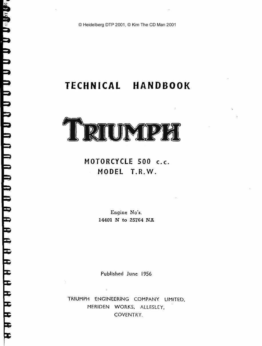 1950-1964 Triumph TRW 500 Motorcycle Service & Repair Manual preview img 1