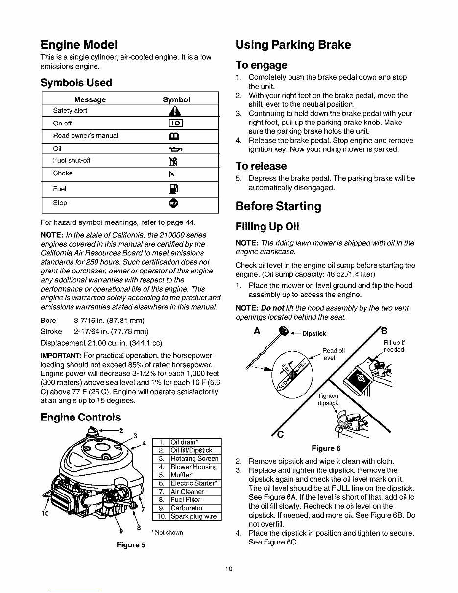 Craftsman Riding Mower (Model #247.27022) Owner's Manual preview img 10