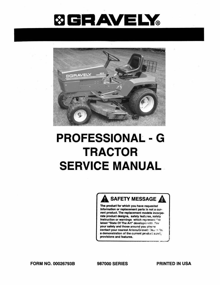 Gravely Professional G Tractor Ride On Mower Complete Workshop Service Repair Manual preview img 1
