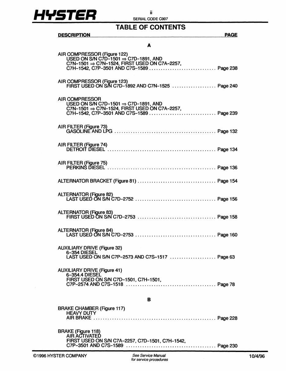 HYSTER Challenger H150H, H165H, H180H, H200HS, H200H, H225H, H250H, H275H, P150B, P200B Forklift Service Repair Manual & Parts M preview img 3