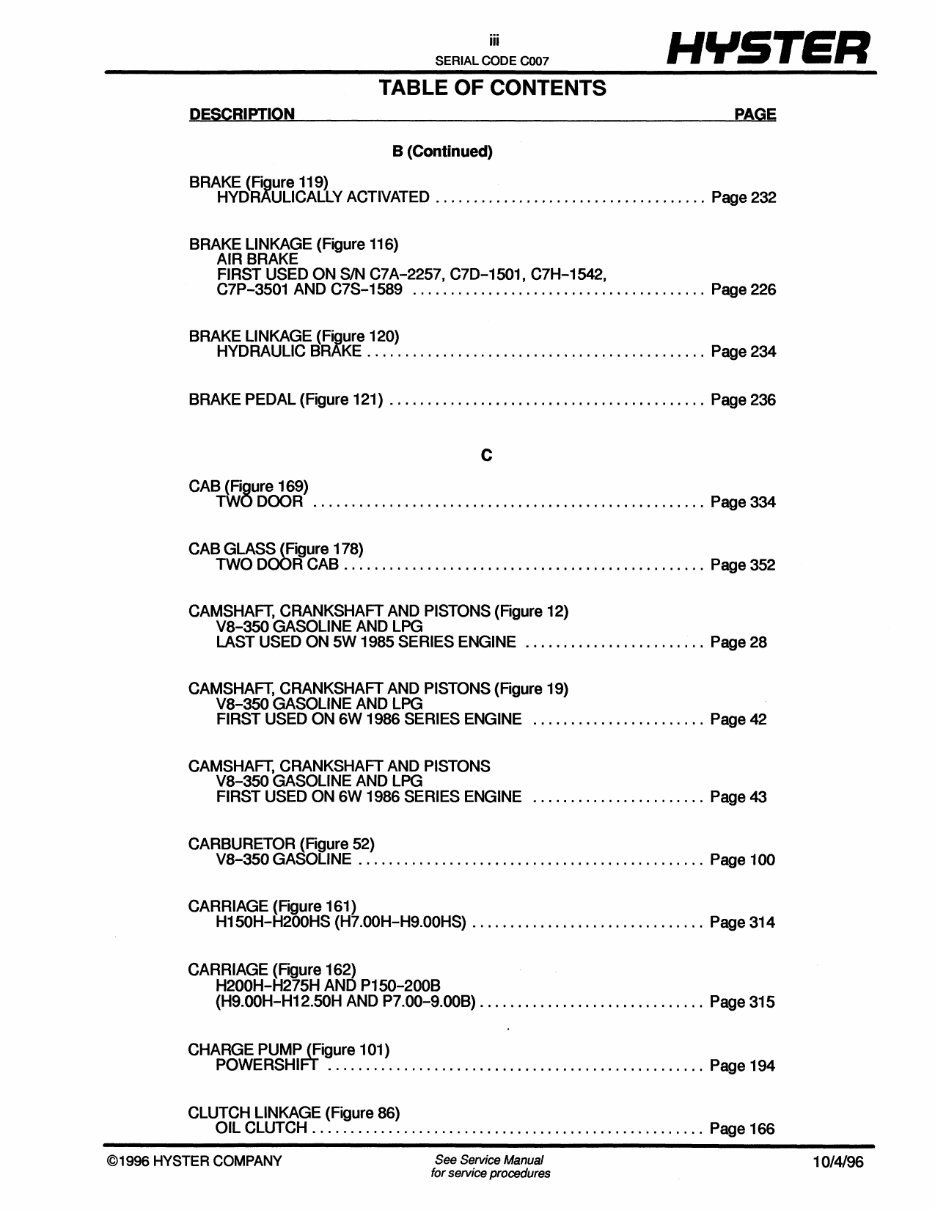 HYSTER Challenger H150H, H165H, H180H, H200HS, H200H, H225H, H250H, H275H, P150B, P200B Forklift Service Repair Manual & Parts M preview img 4