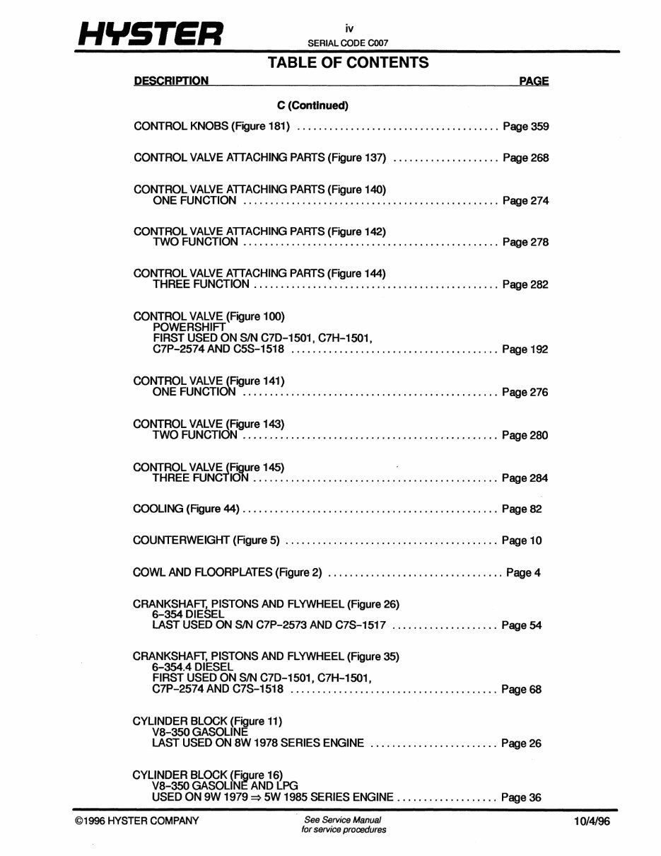 HYSTER Challenger H150H, H165H, H180H, H200HS, H200H, H225H, H250H, H275H, P150B, P200B Forklift Service Repair Manual & Parts M preview img 5