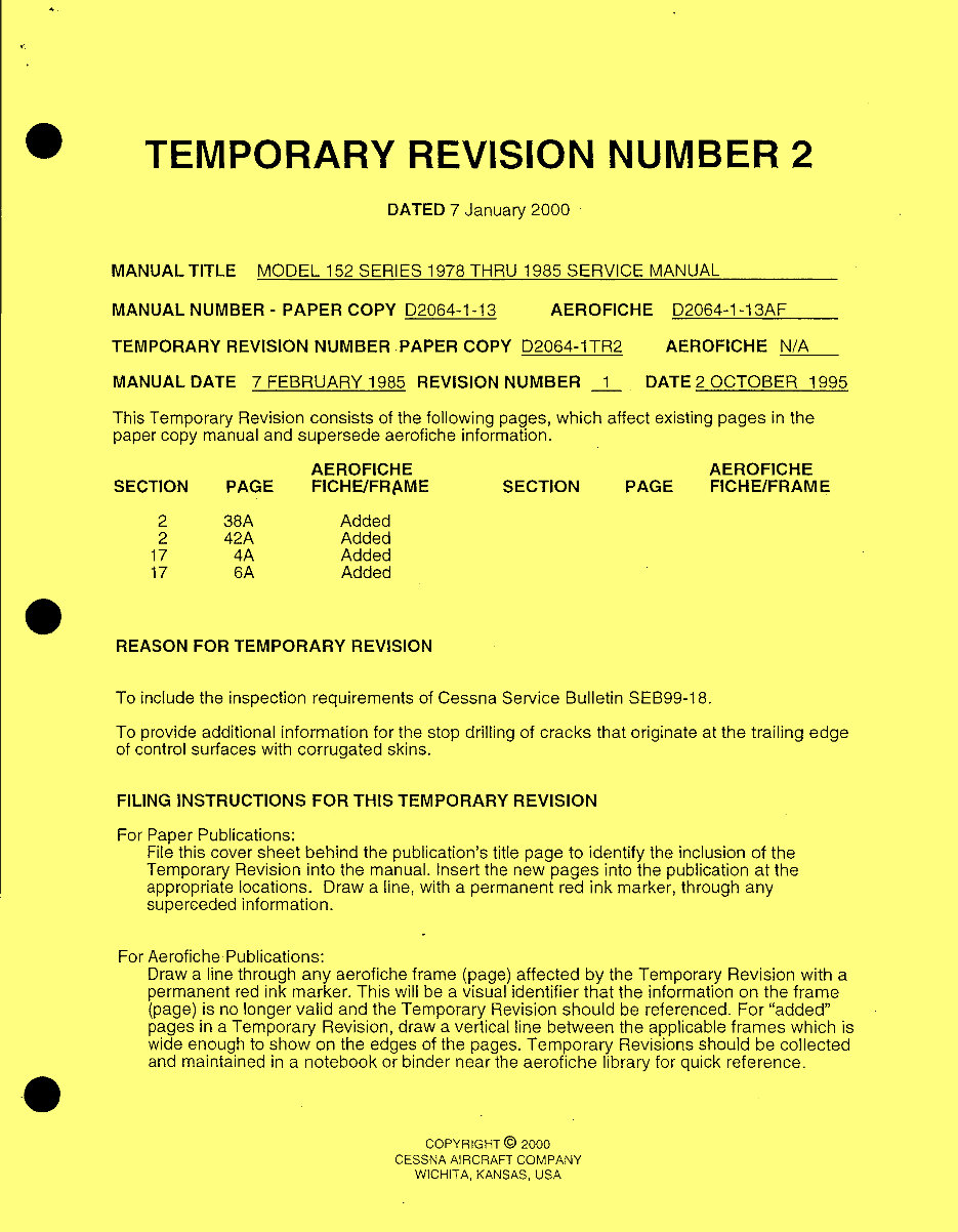 Cessna 152 Service maintenance manual D2064-1-13 preview img 3