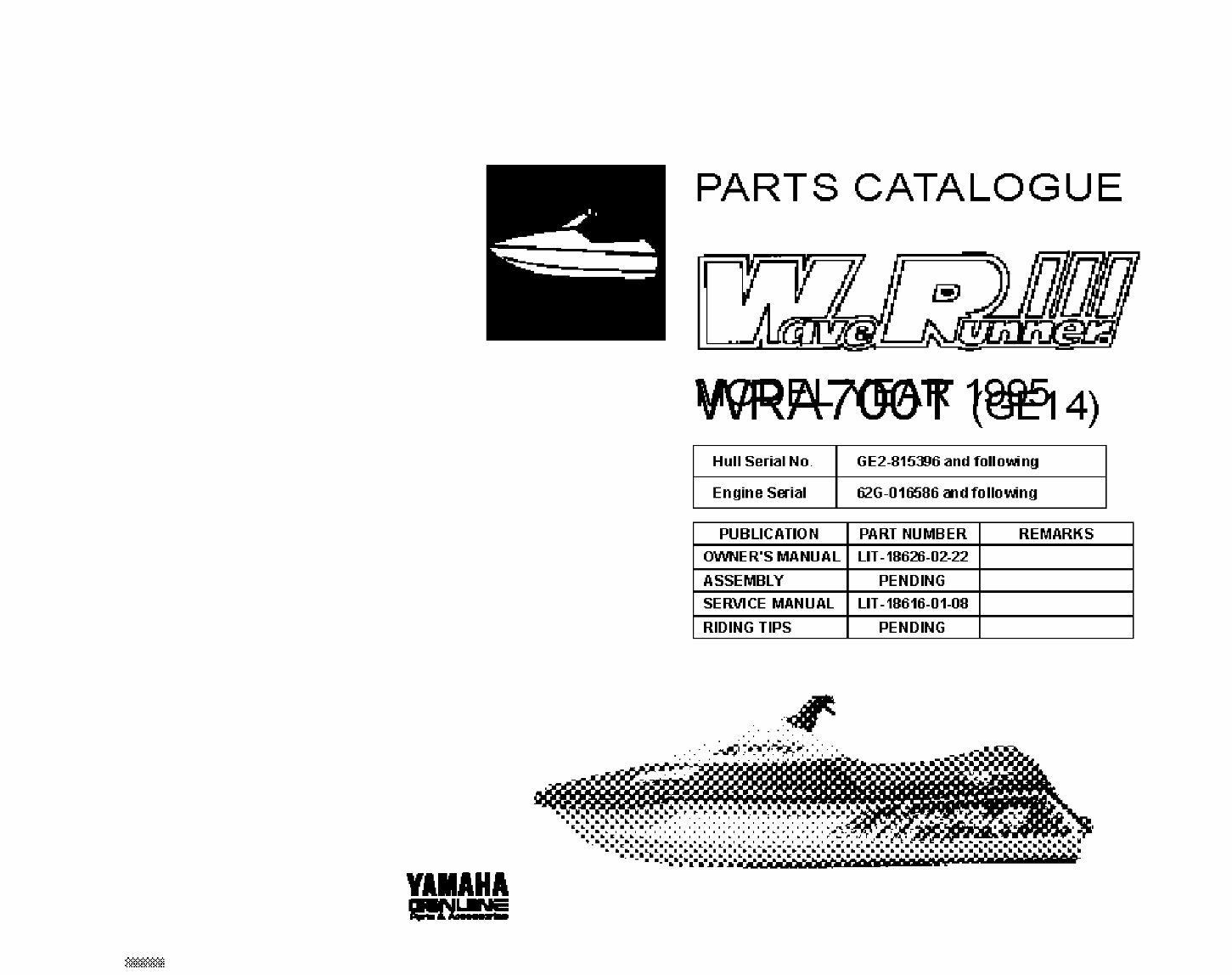 1995 Yamaha Wave Runner III WRA700T Parts Manual Catalog preview img 1