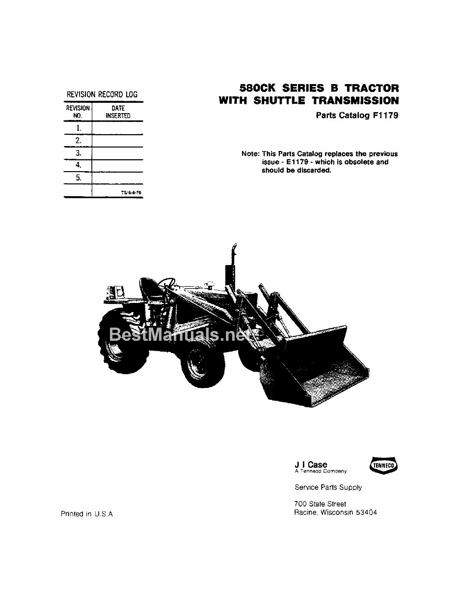 Case 580CK Series B Tractor (Shuttle Transmission) Parts Catalog preview img 3