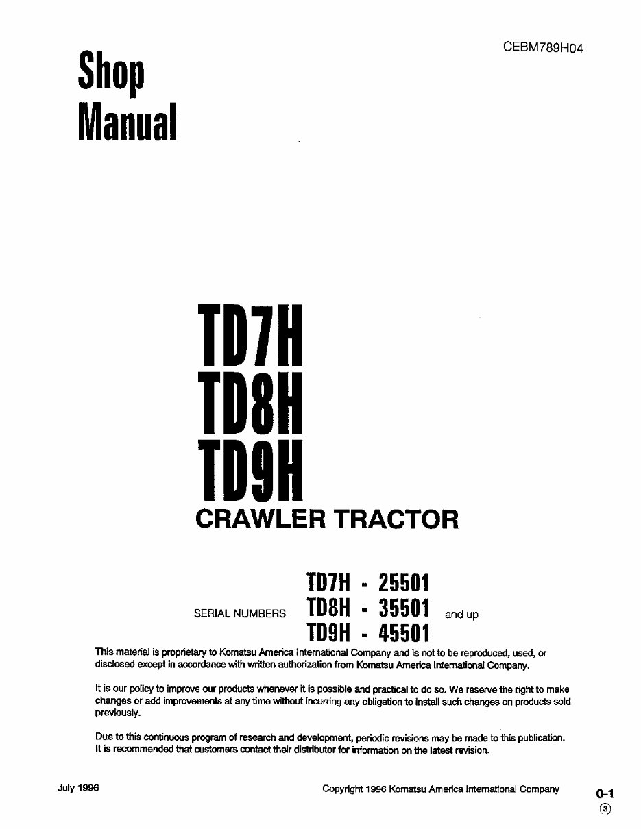 Dressta TD7H/TD8H/TD9H Crawler Tractors OEM Service & Repair Manual preview img 3
