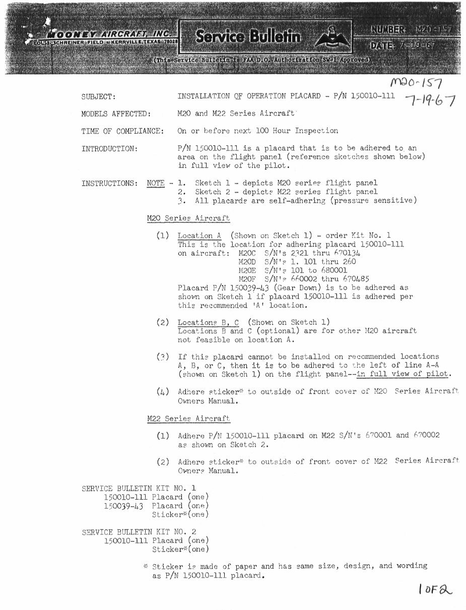 Mooney M20B Service Manual & Parts Catalog & Owner -3- Manuals - preview img 1