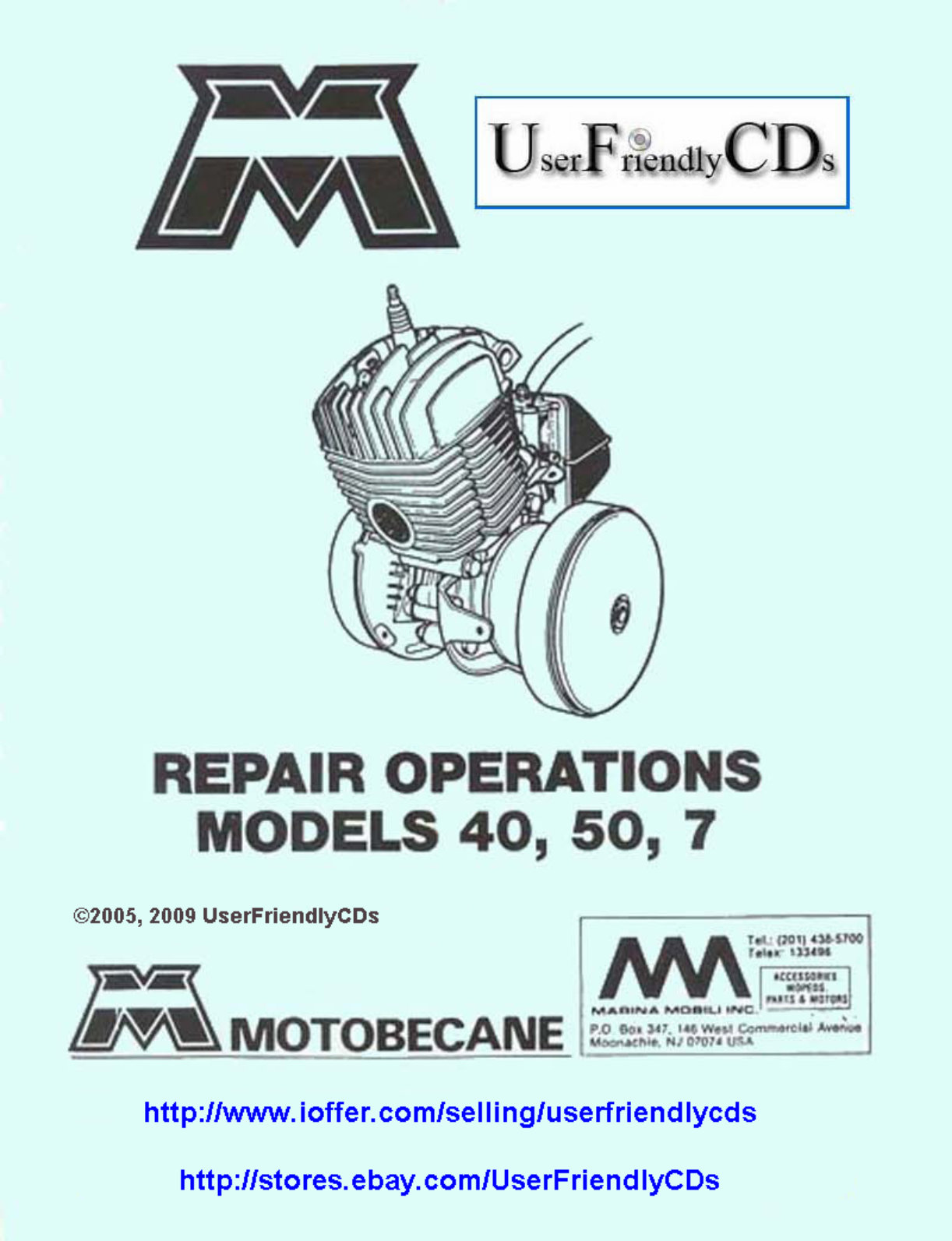Motobecane Moped Model 40, 50, 50V and 7 Service Repair Workshop Manual - * preview img 1