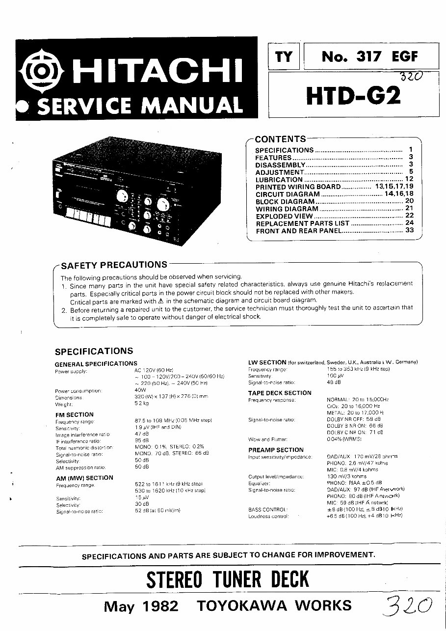 Hitachi HTD-G2 Service Manual preview img 1