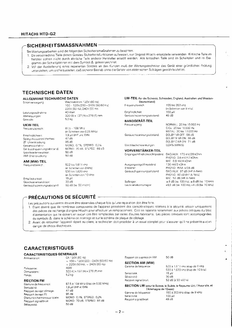 Hitachi HTD-G2 Service Manual preview img 2
